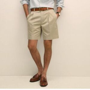 The Brooks Brothers Pleat Front Stretch Advantage Chino Men's Shorts Grey Sz W52